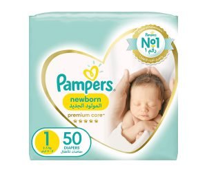 Pampers Premium Care Newborn Diapers, Size 1, 2-5Kg, Pack of 50's