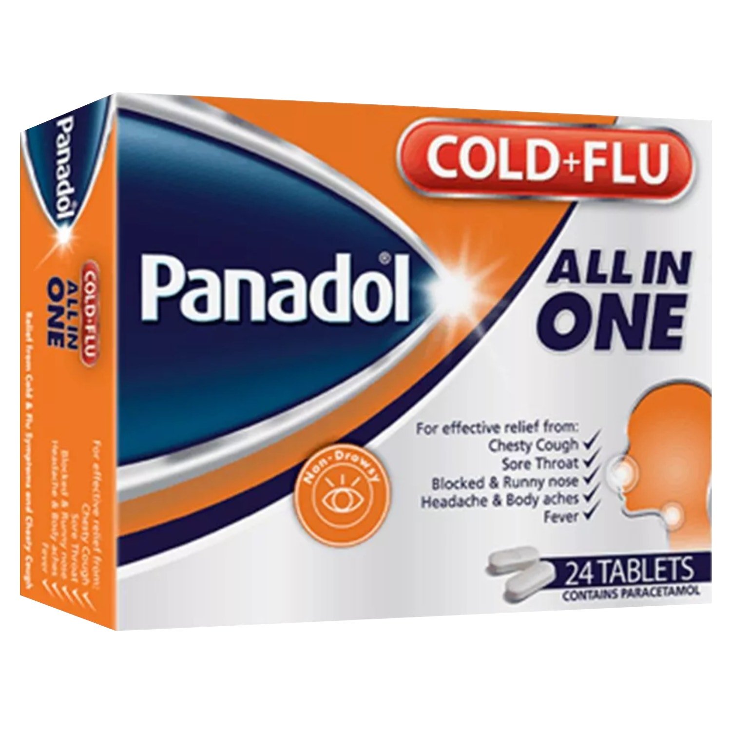 PANADOL COLD + FLU ALL IN ONE  FILM COATED TABLETS (24'S,  BLISTER PACK) ORAL